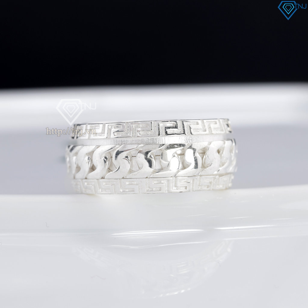 Nhẫn bạc nam mắt xích xoay bản to 10mm NNA0881