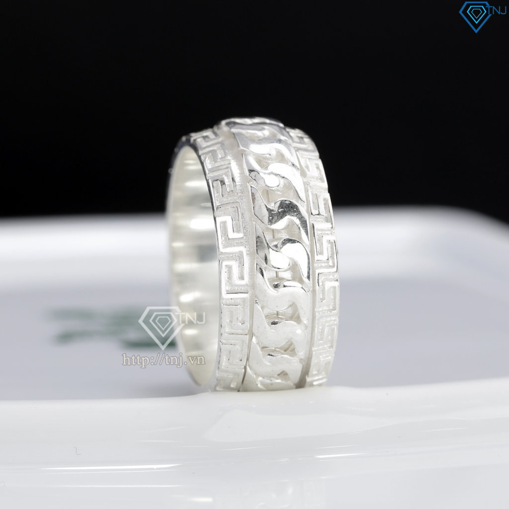 Nhẫn bạc nam mắt xích xoay bản to 10mm NNA0881