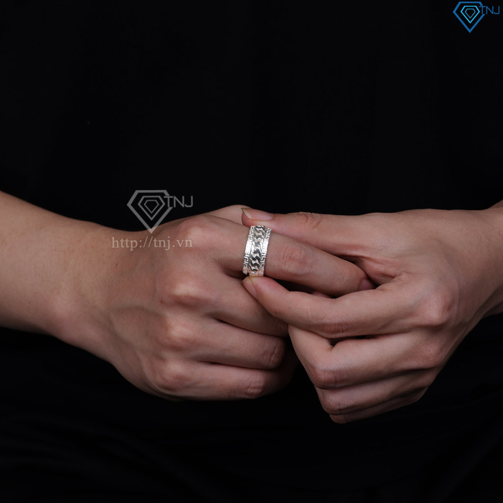 Nhẫn bạc nam mắt xích xoay bản to 10mm NNA0881