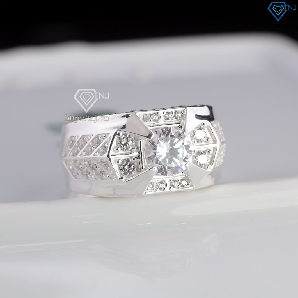 Nhẫn nam bạc 925 đính đá đẹp NNA0886