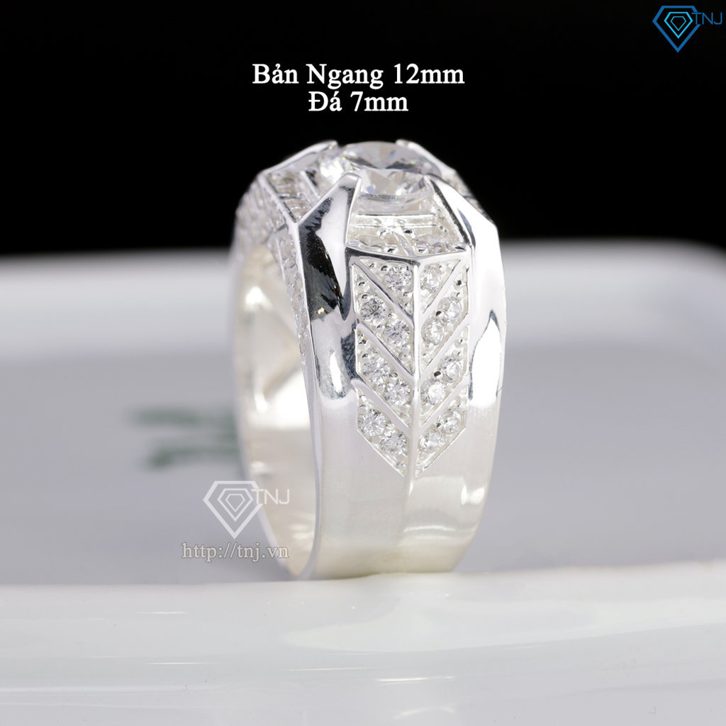 Nhẫn nam bạc 925 đính đá đẹp NNA0886