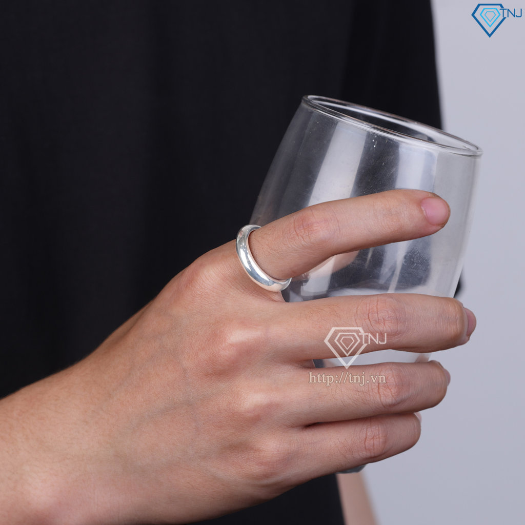 Nhẫn bạc nam dạng tròn trơn bản 5mm giá rẻ NNA0887