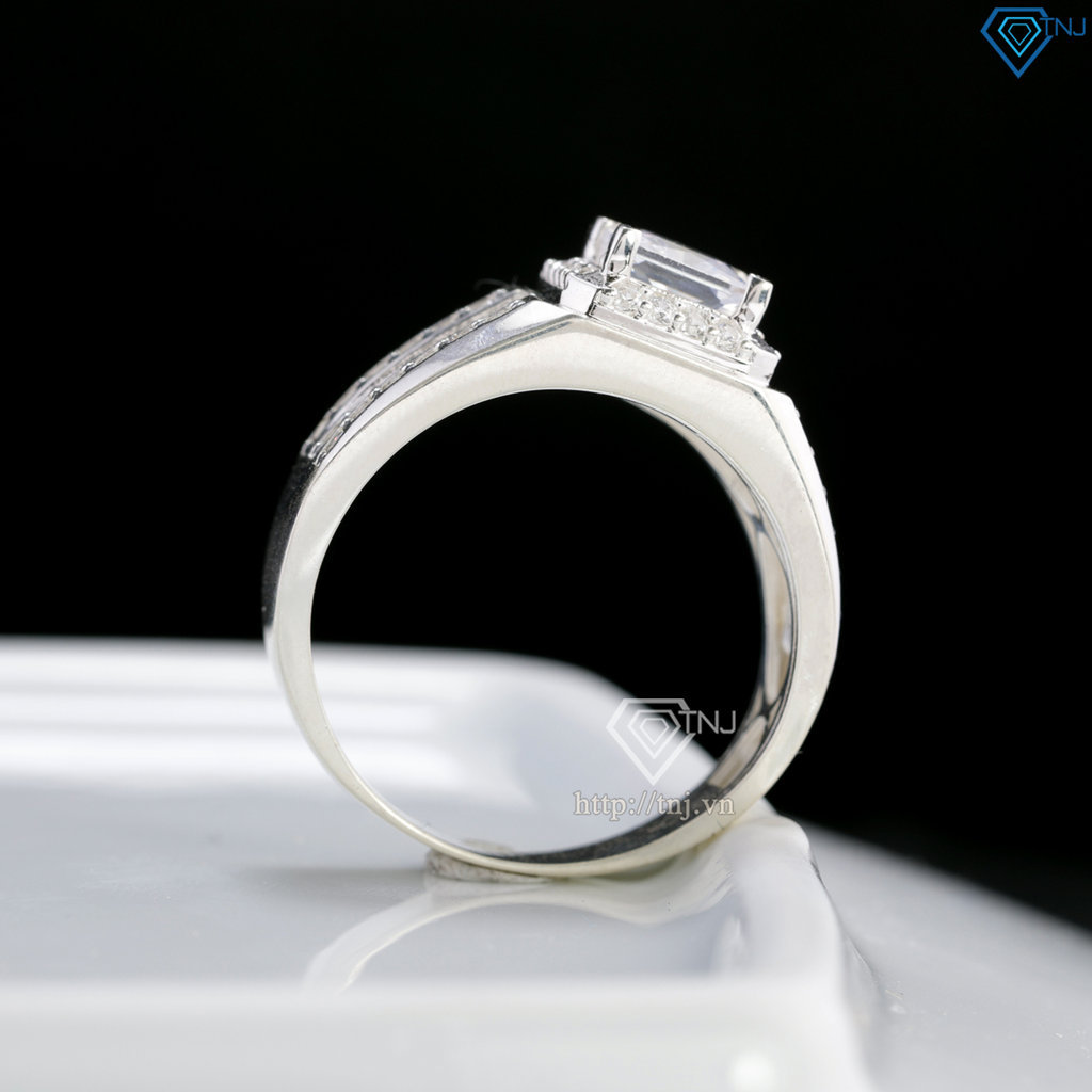 Nhẫn nam bạc mặt đá vuông đẹp NNA0891