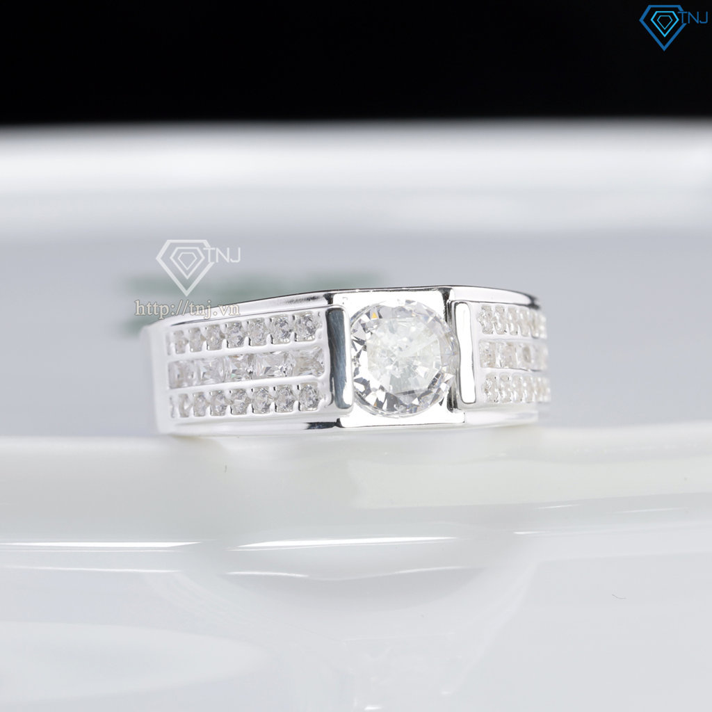 Nhẫn nam bạc đính đá chìm bản nhỏ NNA0893