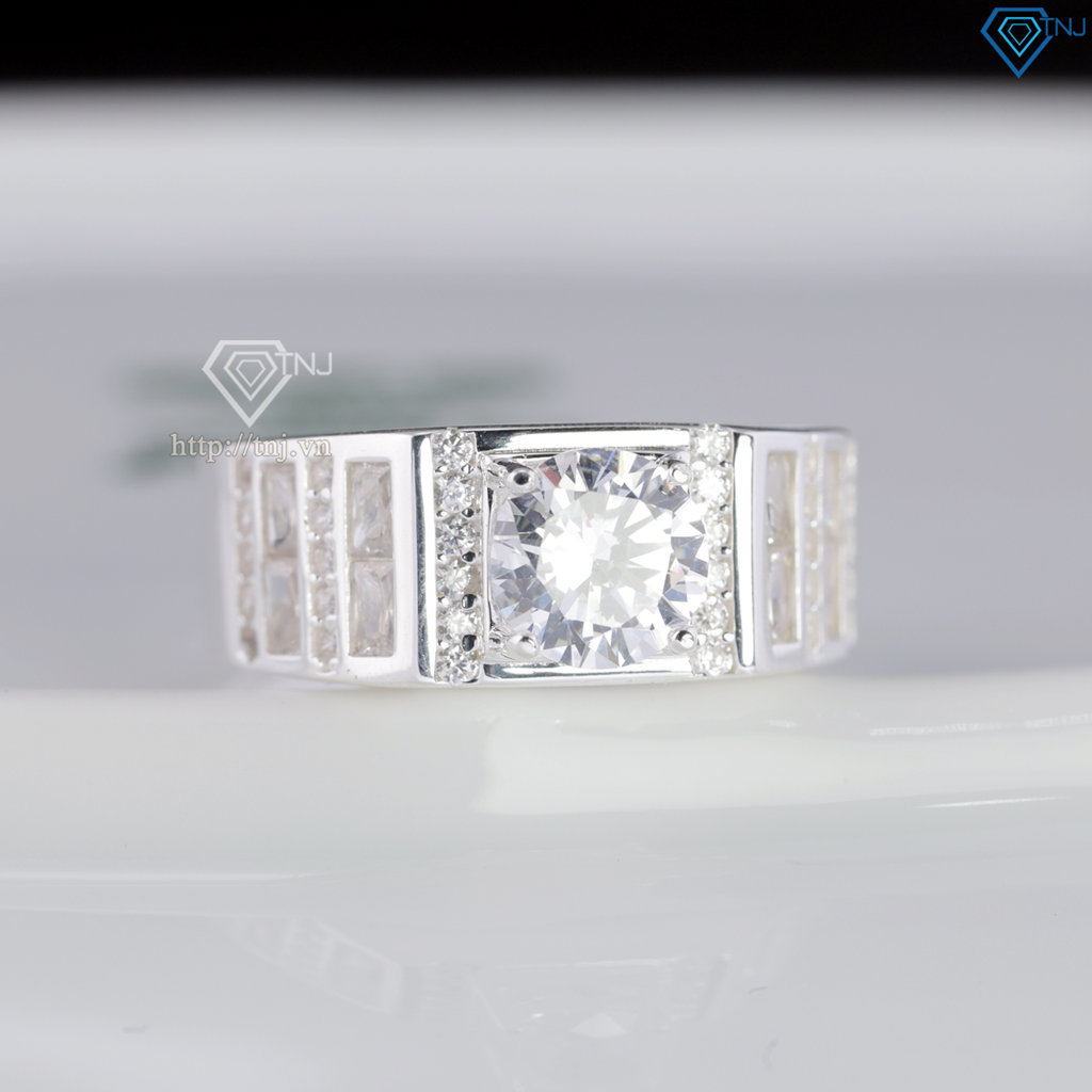 Nhẫn bạc nam Hà Nội đính đá trắng NNA0901
