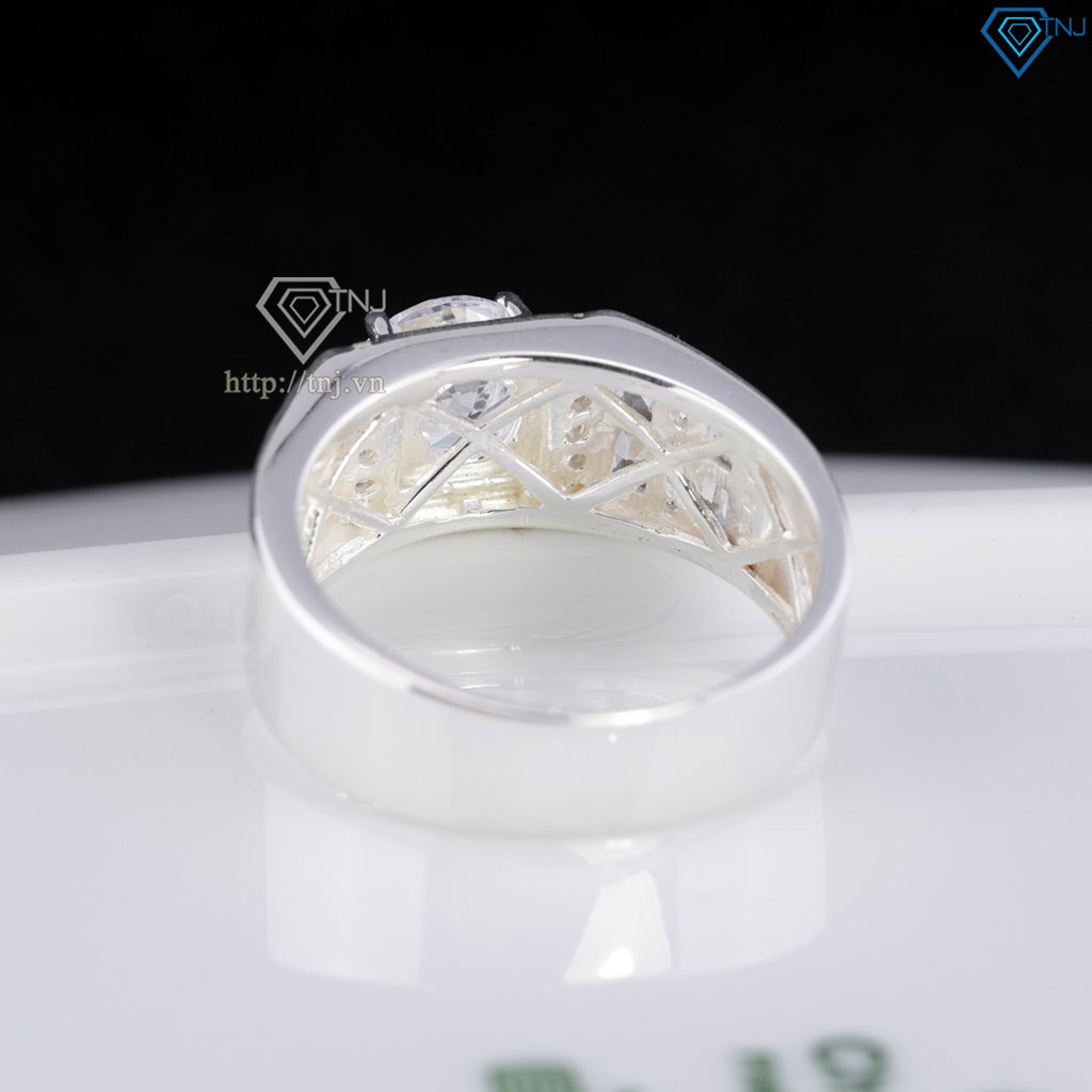 Nhẫn bạc nam Hà Nội đính đá trắng NNA0901
