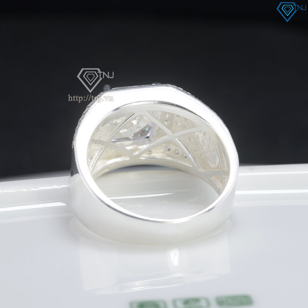 Nhẫn nam bạc 925 đính đá chữ nhật đẹp NNA0905