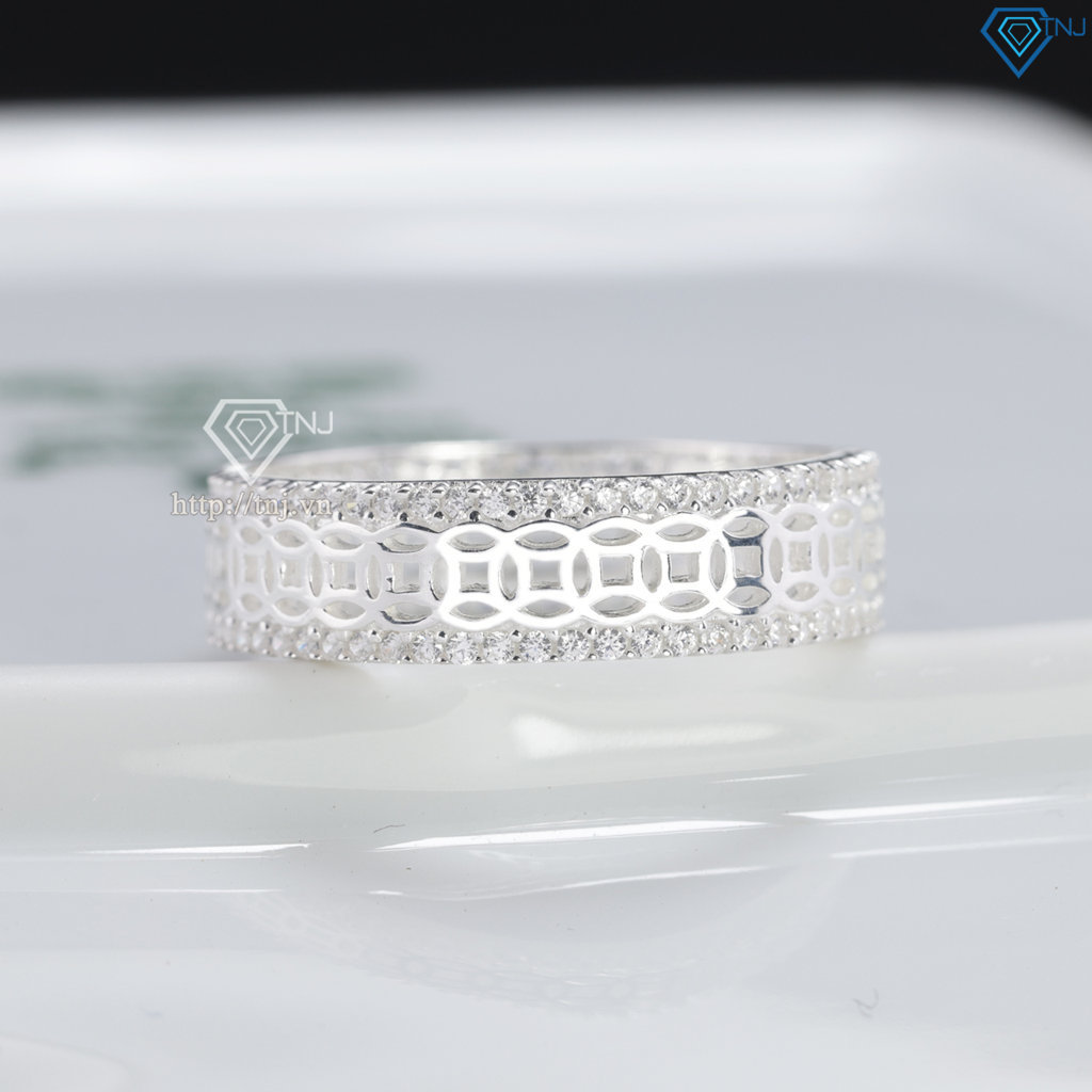 Nhẫn nam kim tiền bằng bạc bản nhỏ NNA0906