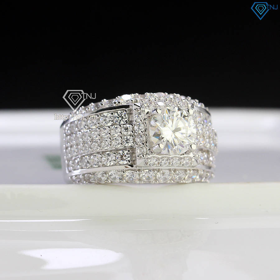 Nhẫn bạc nam 925 đính kim cương Moissanite 7.0mm - Kiểm định GRA NNAM0178