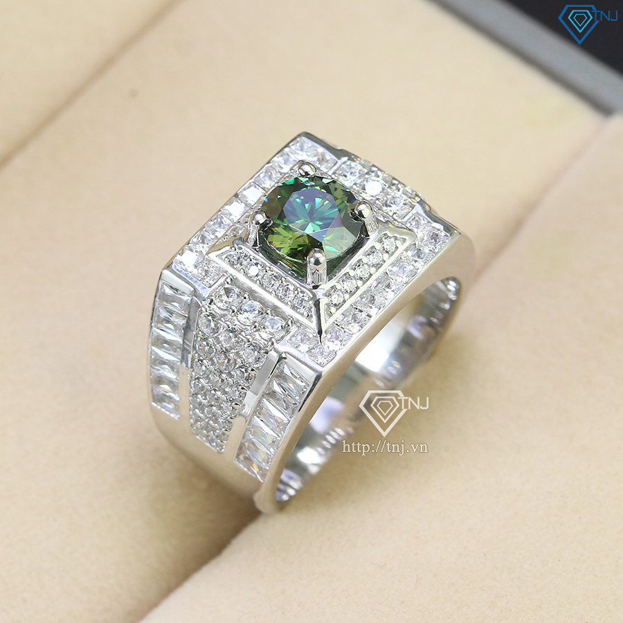 Nhẫn nam đính kim cương Moissanite xanh 6.5mm NNAM0013