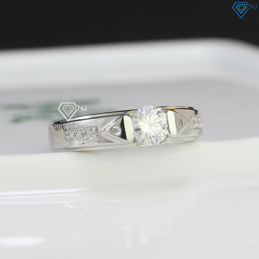Nhẫn bạc nam bản nhỏ đính kim cương Moissanite 5.5mm NNAM0020