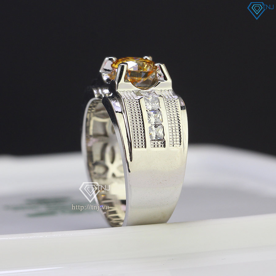 Nhẫn bạc nam đính kim cương nhân tạo Moissanite vàng 7.0mm - Kiểm định GRA NNAM0040