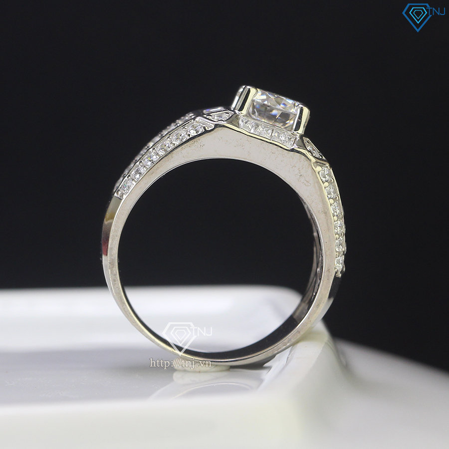 Nhẫn bạc nam cao cấp đính kim cương Moissanite 7.0mm - Kiểm định GRA NNAM0053