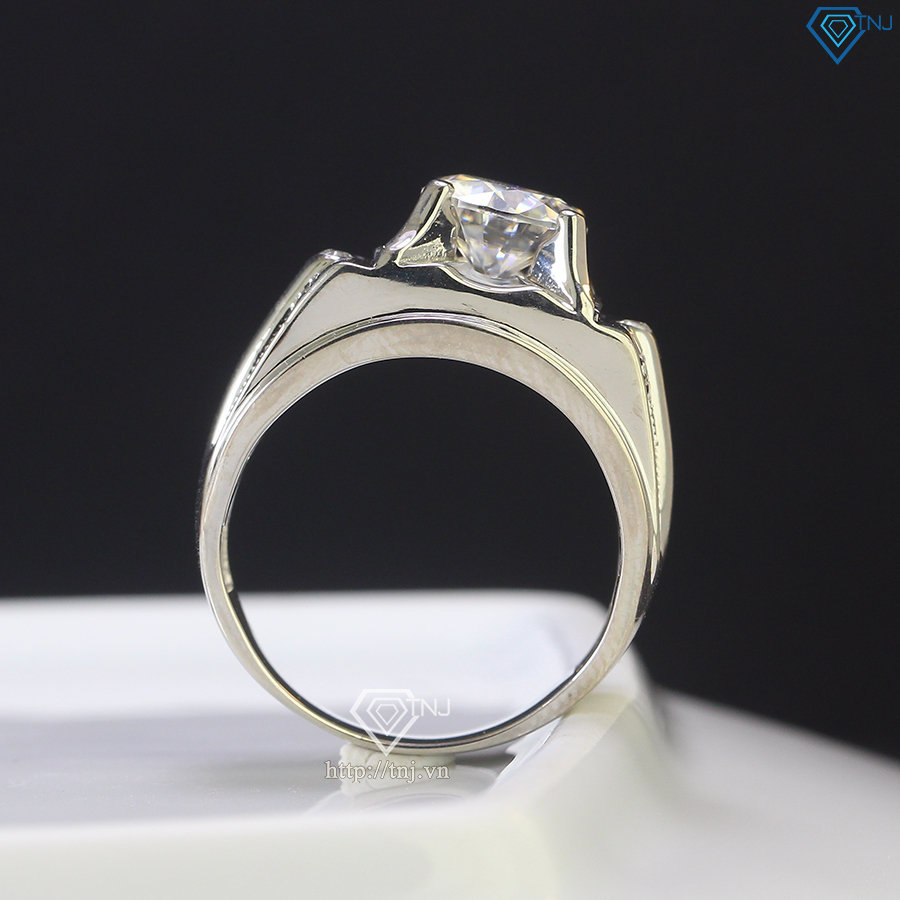 Nhẫn bạc nam đơn giản đính kim cương Moissanite 8.0mm - Kiểm định GRA NNAM0057