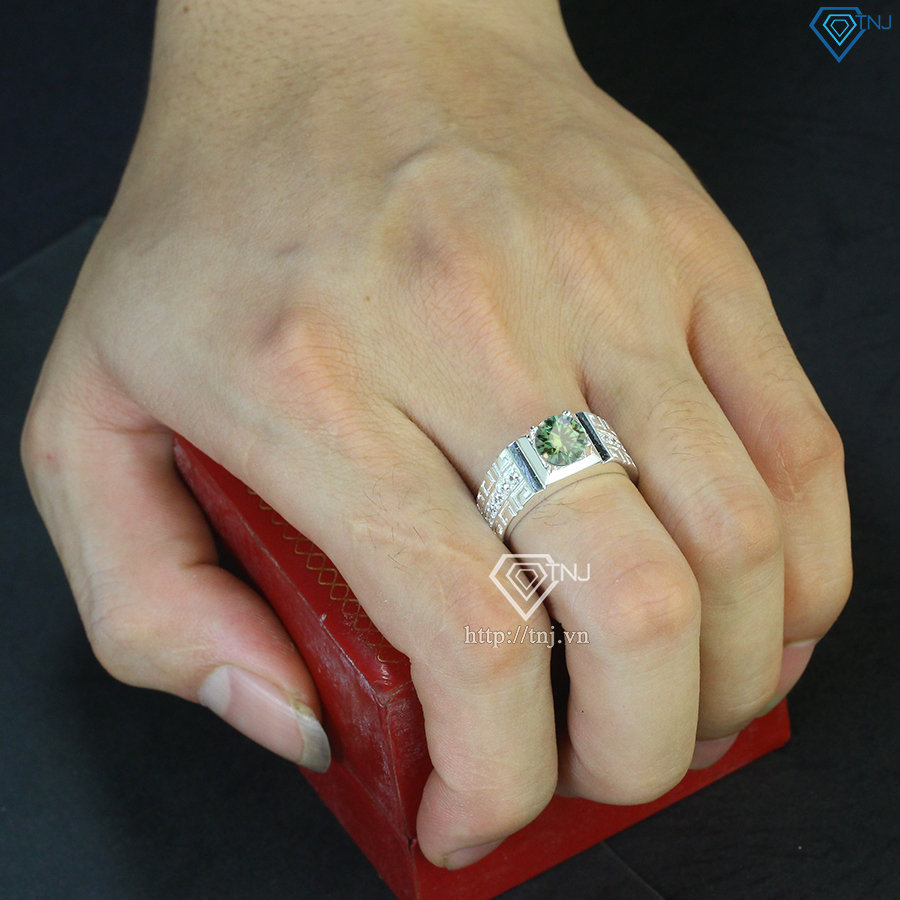Nhẫn nam đơn giản đính kim cương xanh nhân tạo 7.0mm - Kiểm định GRA NNAM0062