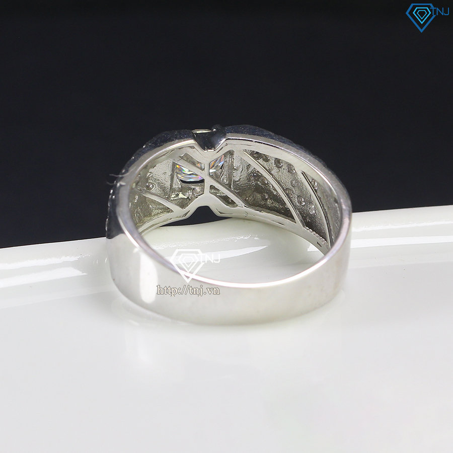 Nhẫn bạc nam đính kim cương nhân tạo Moissanite 6.0mm - Kiểm định GRA NNAM0071