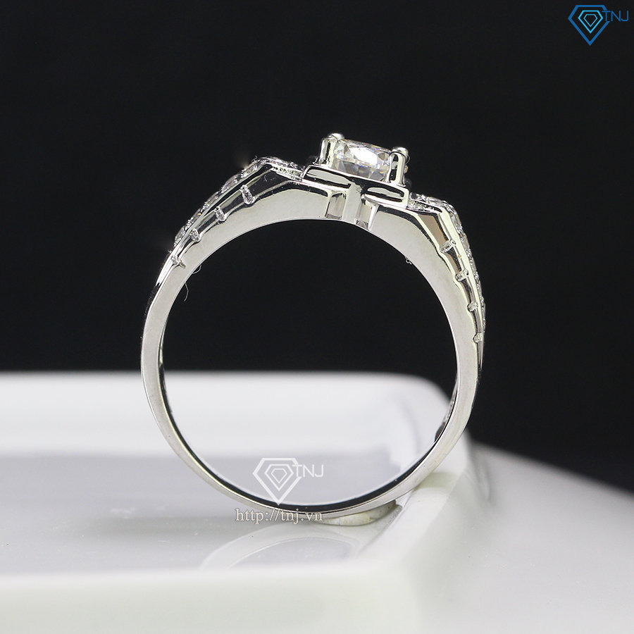 Nhẫn bạc nam đính kim cương nhân tạo Moissanite 6.0mm - Kiểm định GRA NNAM0071