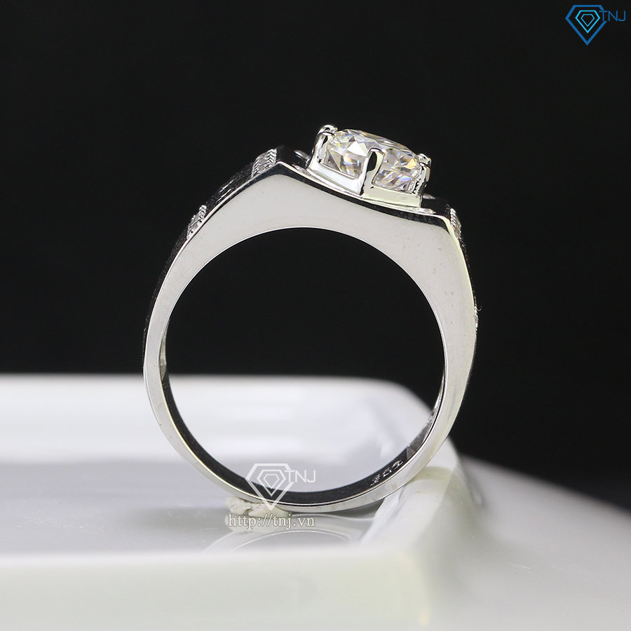 Nhẫn bạc nam xi bạch kim đính kim cương nhân tạo 7.0mm - Kiểm định GRA NNAM0081