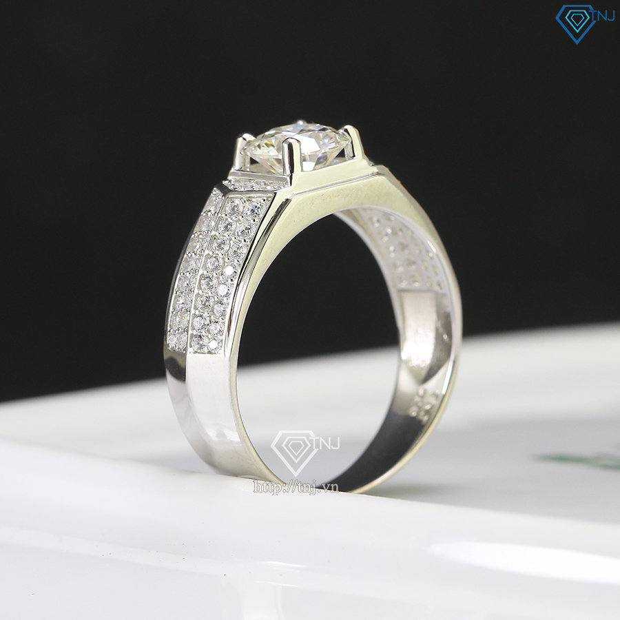 Nhẫn bạc nam 925 đính kim cương Moissanite 7.0mm - Kiểm định GRA NNAM0085