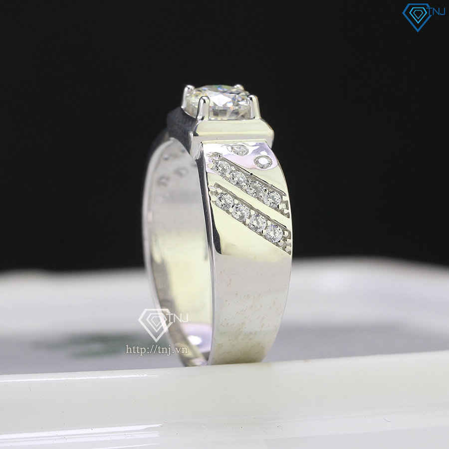 Nhẫn bạc nam giá rẻ đính kim cương Moissanite 6.0mm - Kiểm định GRA NNAM0100