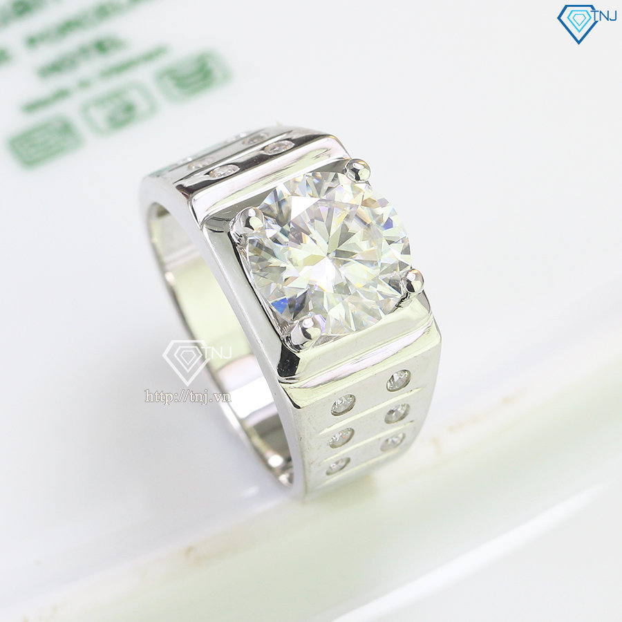 Nhẫn nam đính kim cương Moissanite 10mm - Kiểm định GRA NNAM0105