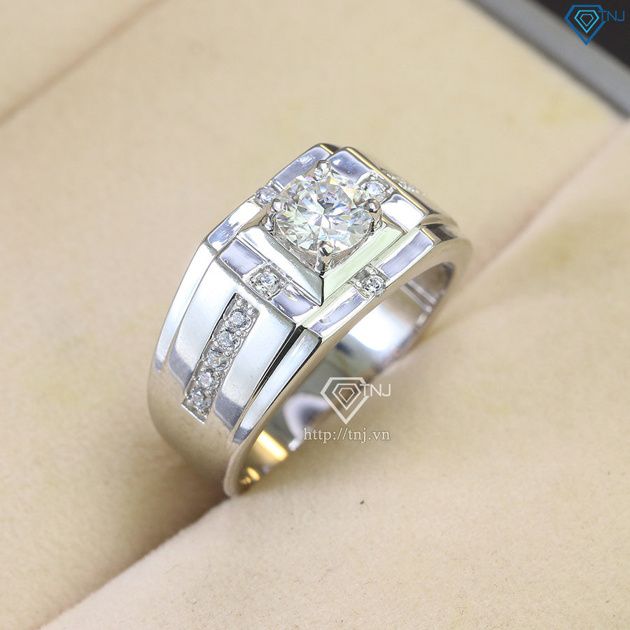 Nhẫn bạc nam đính kim cương Moissanite 6.0mm - Kiểm định GRA NNAM0106