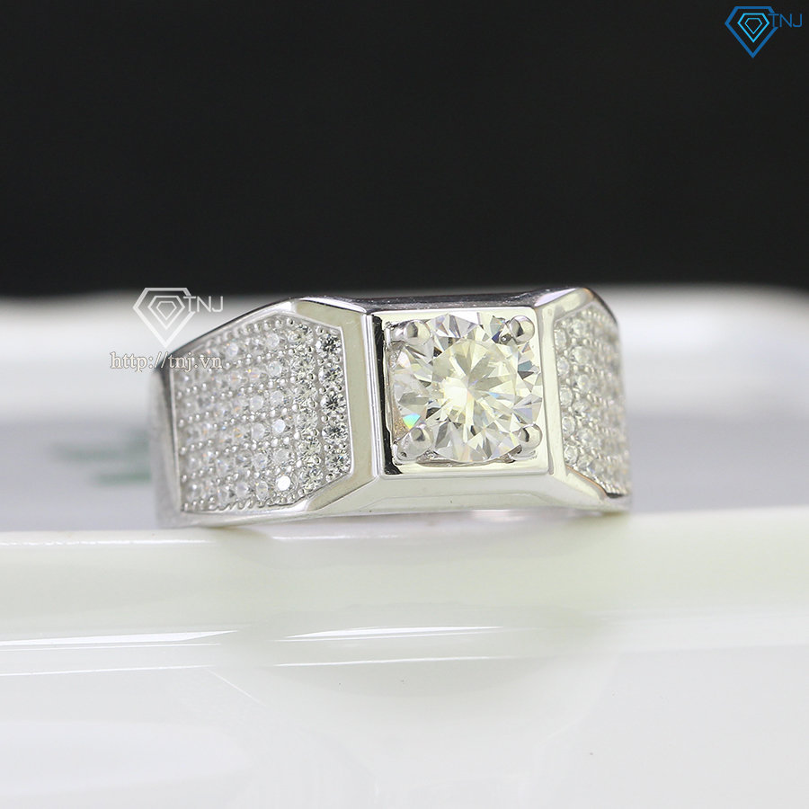 Nhẫn bạc nam cao cấp đính kim cương Moissanite 7.0mm - Kiểm định GRA NNAM0107