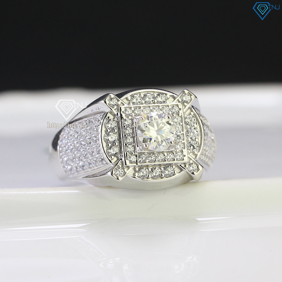 Nhẫn bạc nam cao cấp đính kim cương Moissanite rẻ 5.0mm - Kiểm định GRA NNAM0108