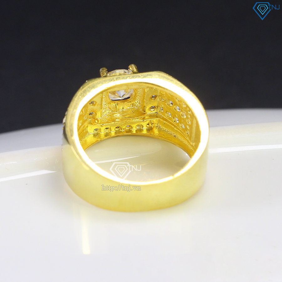 Nhẫn nam xi mạ vàng tây đính kim cương nhân tạo Moissanite đẹp 6.5mm - Kiểm định GRA NNAM0111