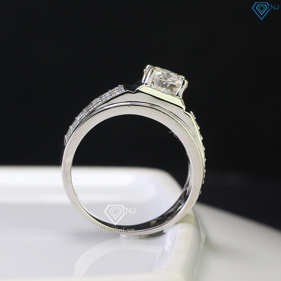 Nhẫn bạc nam đẹp đính kim cương Moissanite 7.0mm - Kiểm định GRA NNAM0112