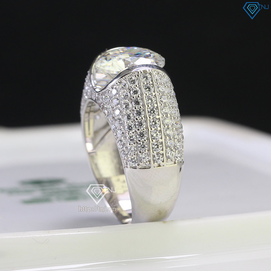 Nhẫn nam 925 bạc đính kim cương Moissanite 10mm - Kiểm định GRA NNAM0114