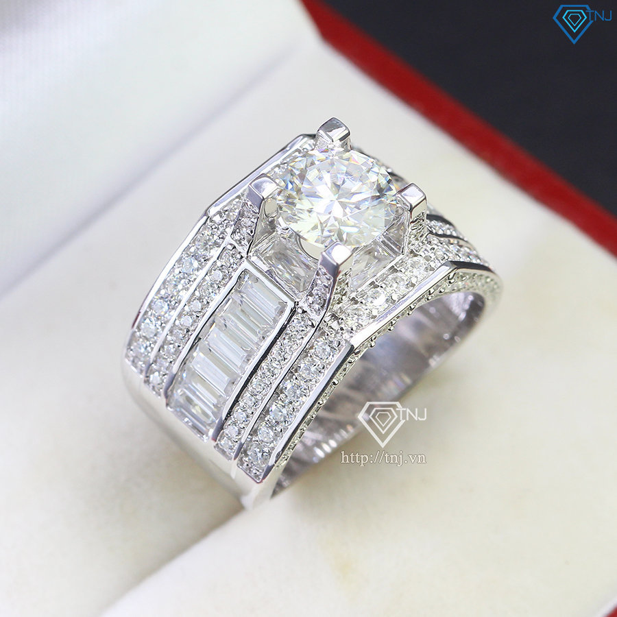Nhẫn nam đẹp đính full kim cương Moissanite 7.5mm - Kiểm định GRA NNAM0116
