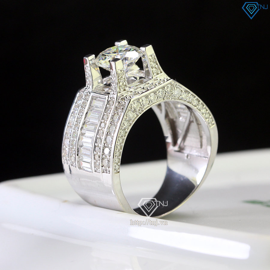 Nhẫn nam đẹp đính full kim cương Moissanite 7.5mm - Kiểm định GRA NNAM0116