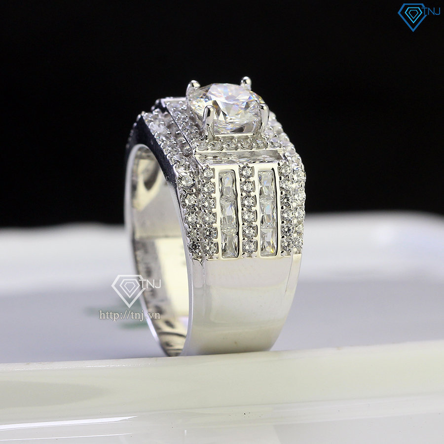 Nhẫn bạc nam cao cấp đính kim cương Moissanite 7.0mm - Kiểm định GRA NNAM0123
