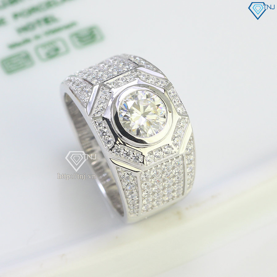 Nhẫn nam kim cương Moissanite chìm 7.0mm - Kiểm định GRA NNAM0125