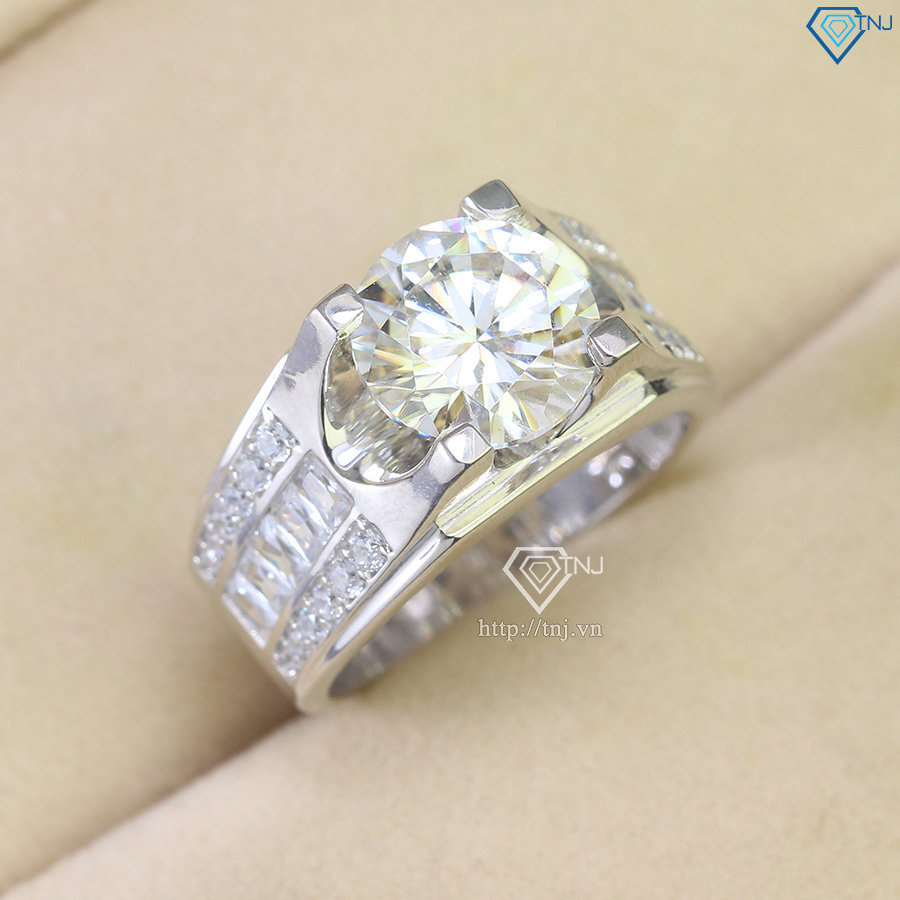 Nhẫn nam 925 bạc đính kim cương Moissanite 10mm - Kiểm định GRA NNAM0128
