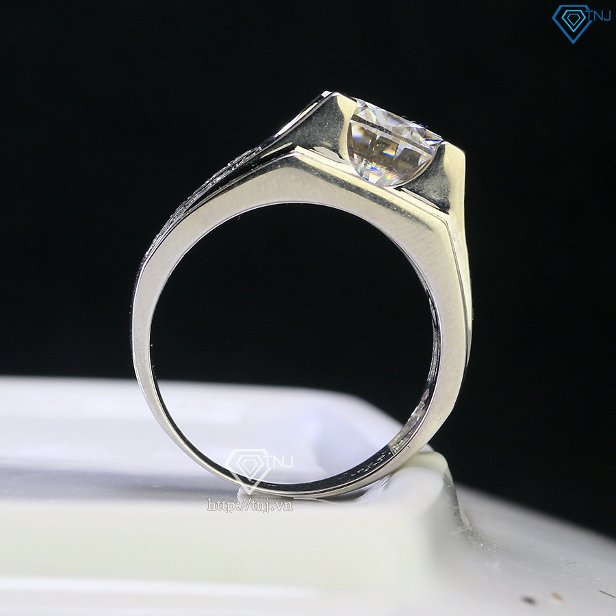 Nhẫn nam 925 bạc đính kim cương Moissanite 10mm - Kiểm định GRA NNAM0128