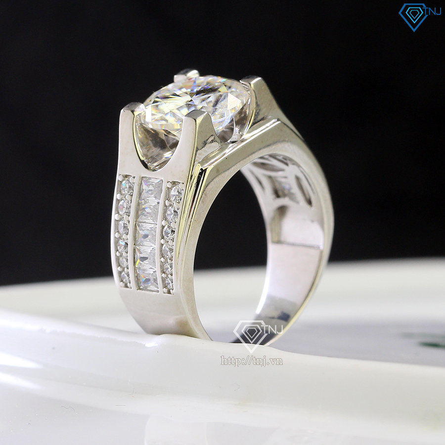 Nhẫn nam 925 bạc đính kim cương Moissanite 10mm - Kiểm định GRA NNAM0128