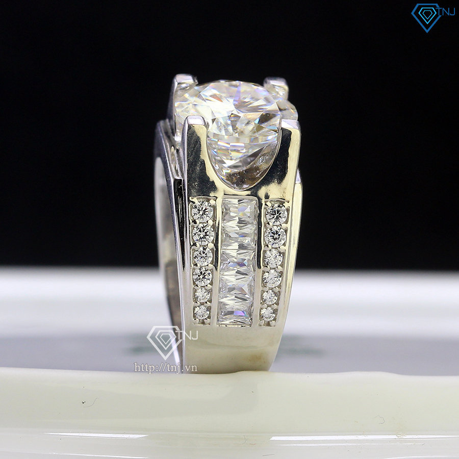 Nhẫn nam 925 bạc đính kim cương Moissanite 10mm - Kiểm định GRA NNAM0128
