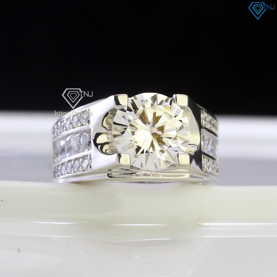 Nhẫn nam 925 bạc đính kim cương Moissanite 10mm - Kiểm định GRA NNAM0128