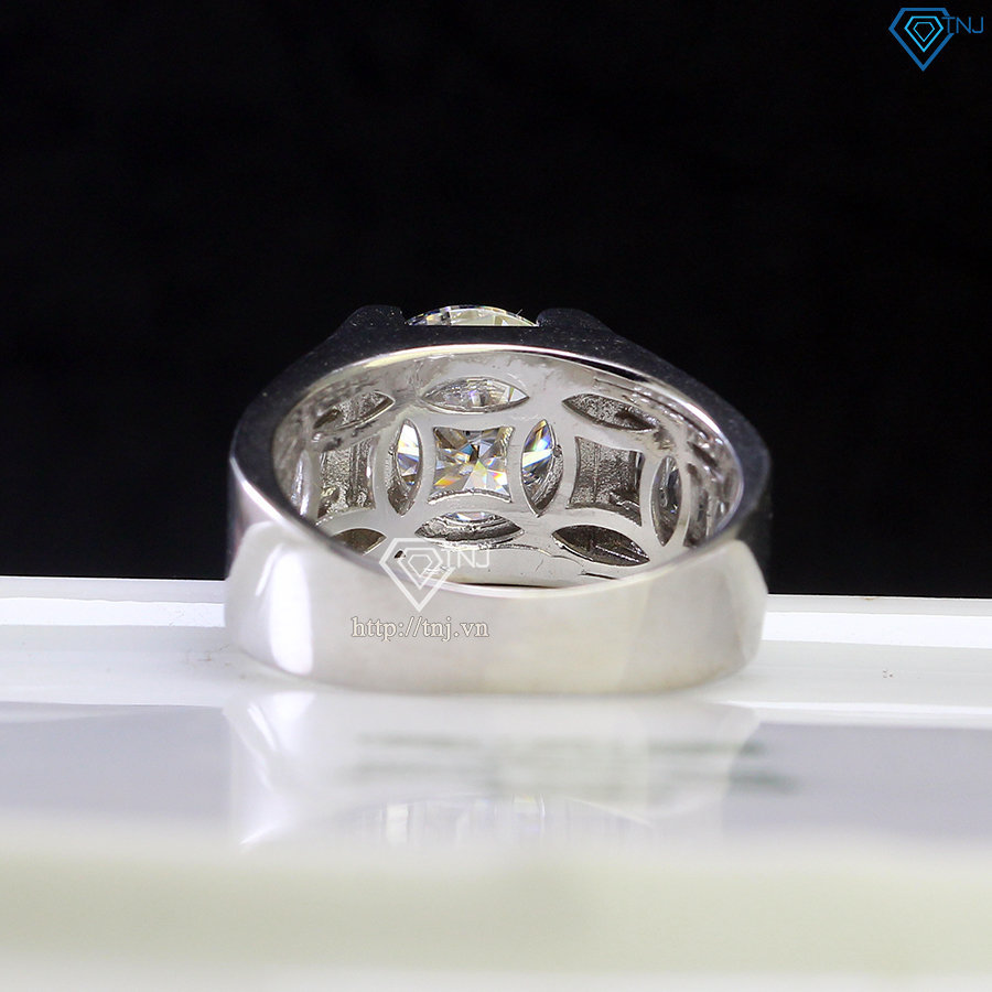 Nhẫn nam 925 bạc đính kim cương Moissanite 10mm - Kiểm định GRA NNAM0128