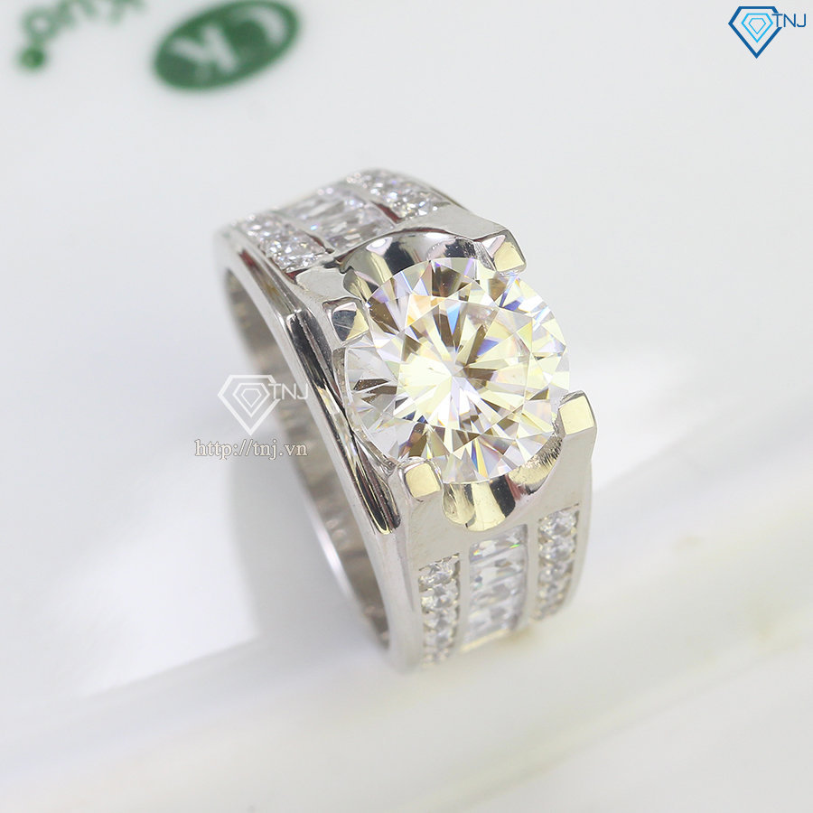 Nhẫn nam 925 bạc đính kim cương Moissanite 10mm - Kiểm định GRA NNAM0128