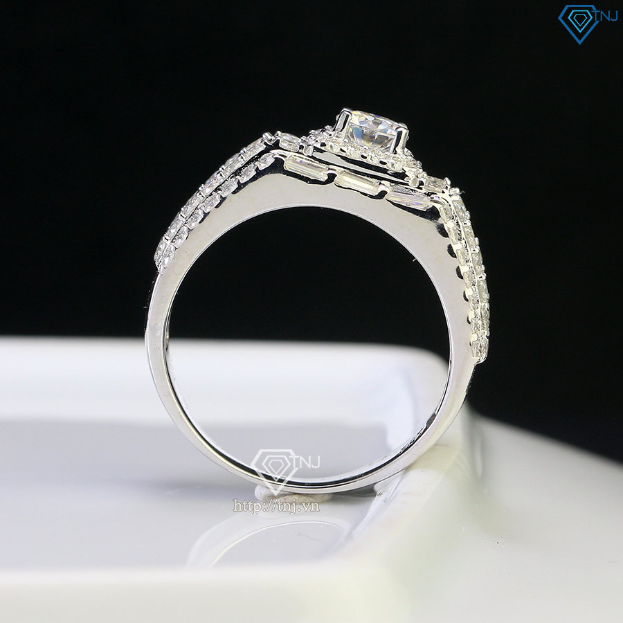 Nhẫn bạc nam cao cấp đính full kim cương Moissanite rẻ 5.0mm - Kiểm định GRA NNAM0130