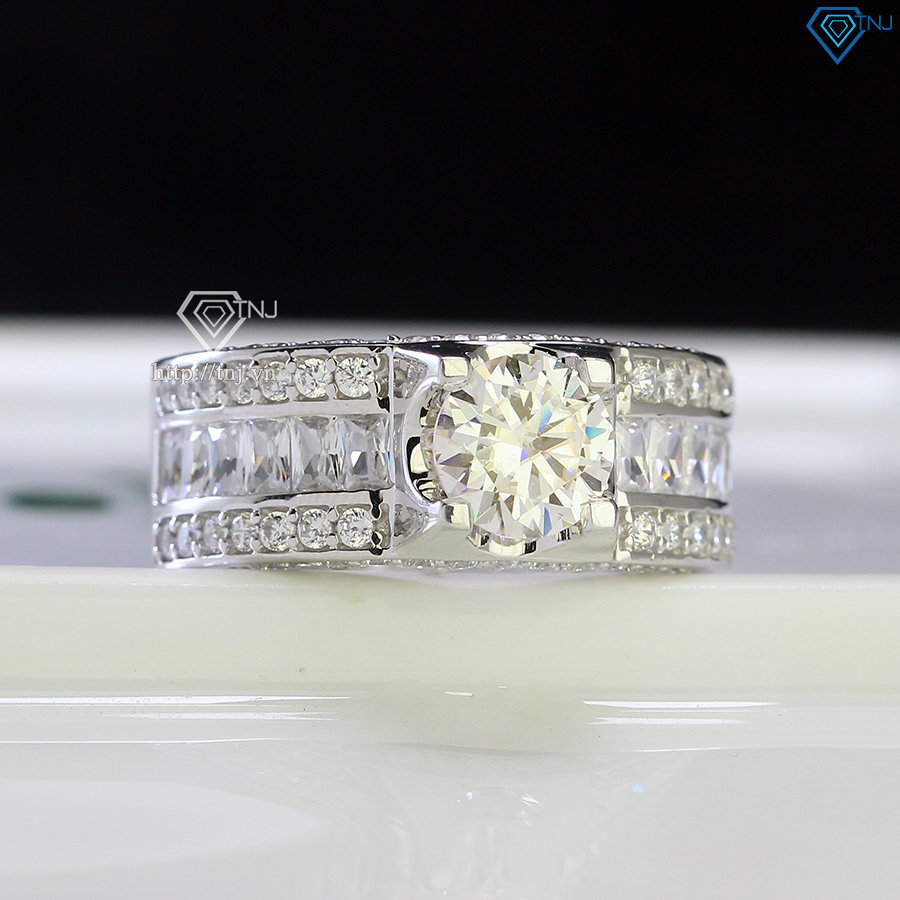 Nhẫn bạc nam đẹp đính kim cương Moissanite 7.0mm - Kiểm định GRA NNAM0132