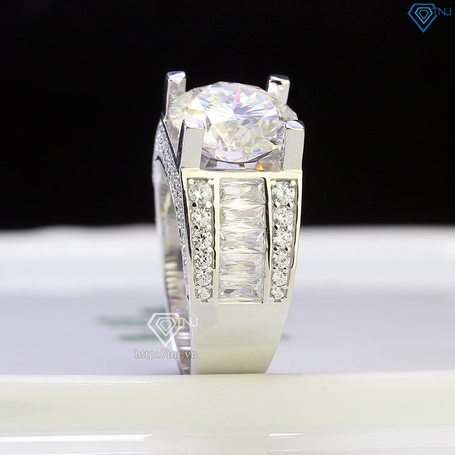 Nhẫn nam bạc cao cấp đính kim cương Moissanite 11mm - Kiểm định GRA NNAM0136