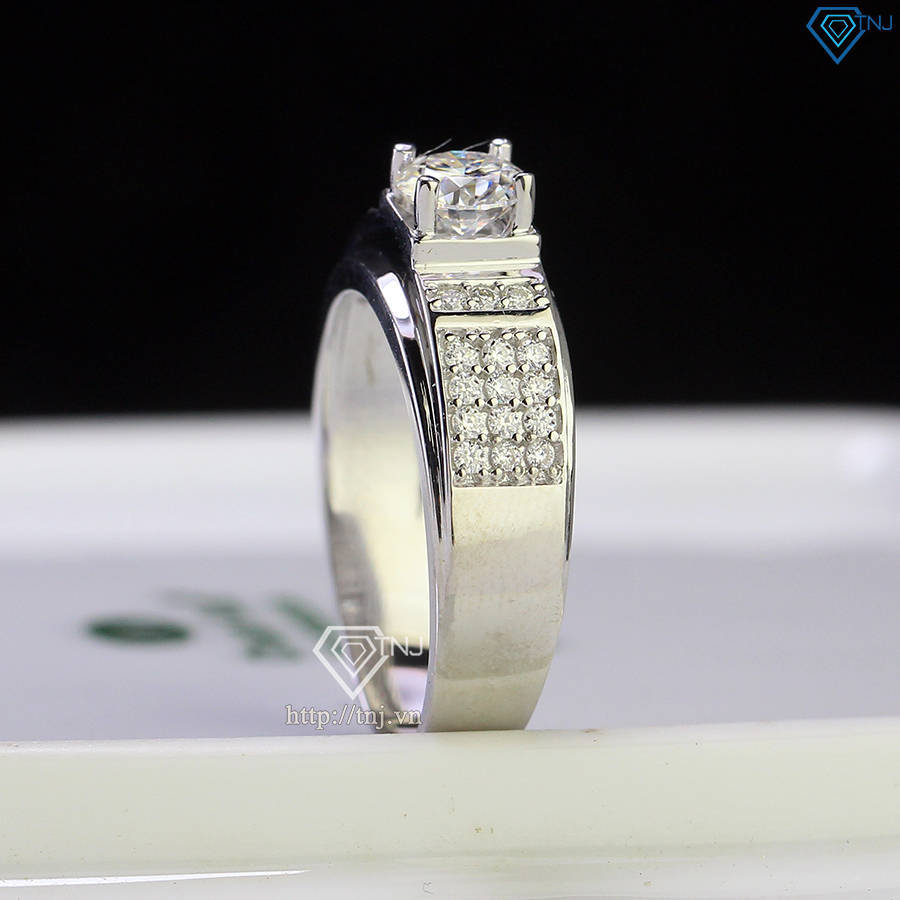 Nhẫn nam bản nhỏ đính full kim cương Moissanite 5.5mm - Kiểm định GRA NNAM0141