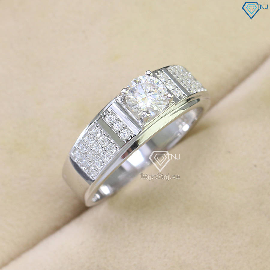 Nhẫn nam bản nhỏ đính full kim cương Moissanite 5.5mm - Kiểm định GRA NNAM0141