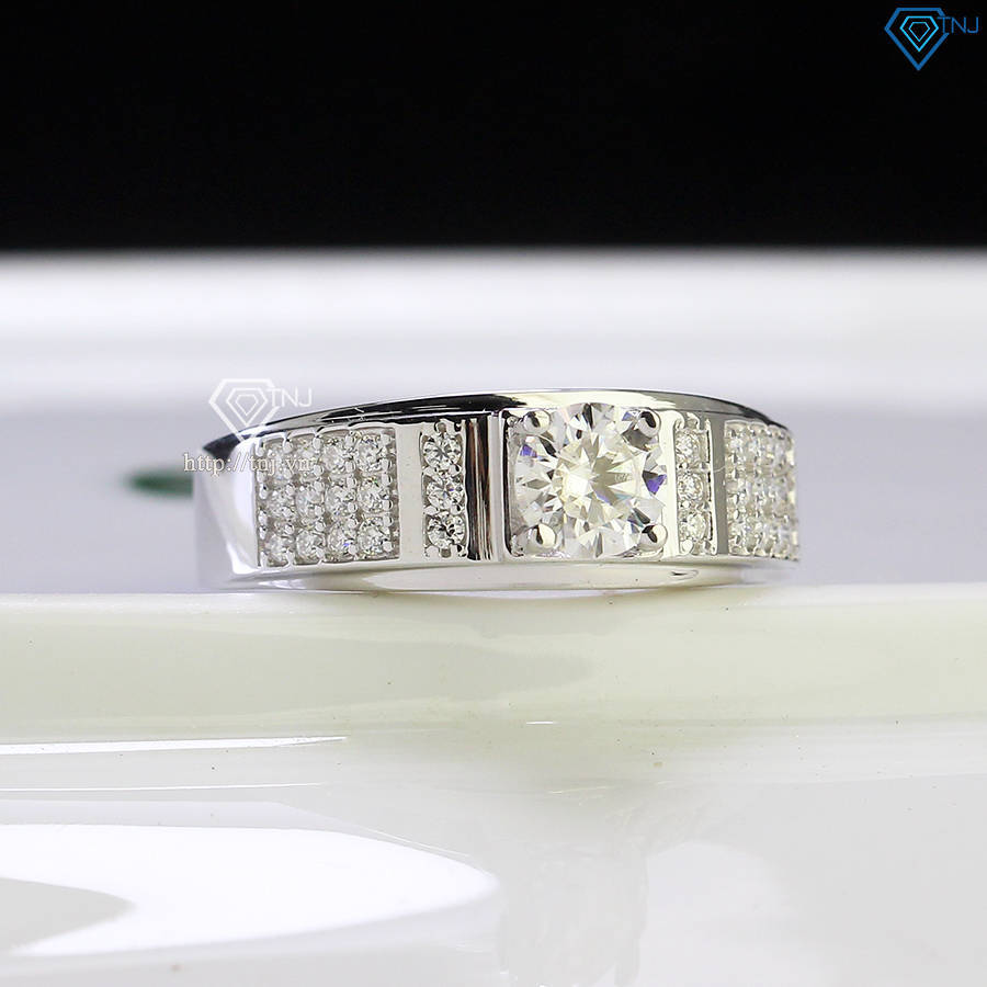 Nhẫn nam bản nhỏ đính full kim cương Moissanite 5.5mm - Kiểm định GRA NNAM0141