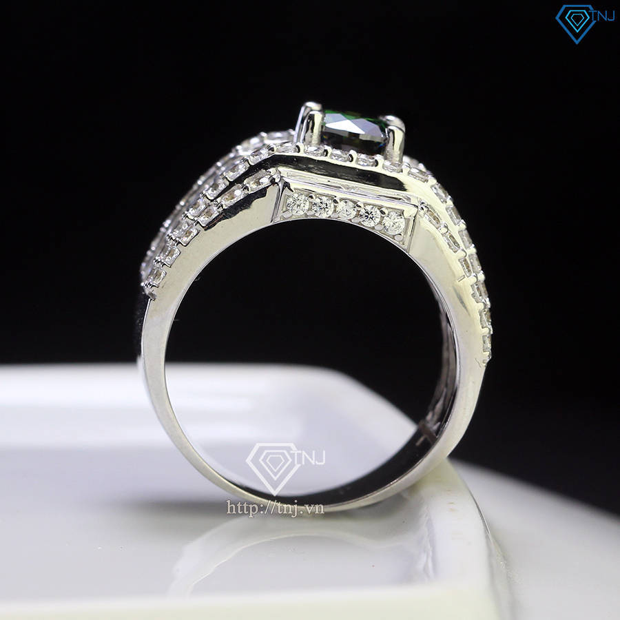 Nhẫn nam cao cấp đính kim cương Moissanite xanh 7.0mm - Kiểm định GRA NNAM0145