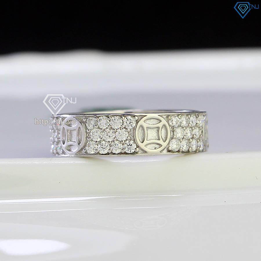 Nhẫn nam bạc kim tiền đính full kim cương Moissanite NNAM0155